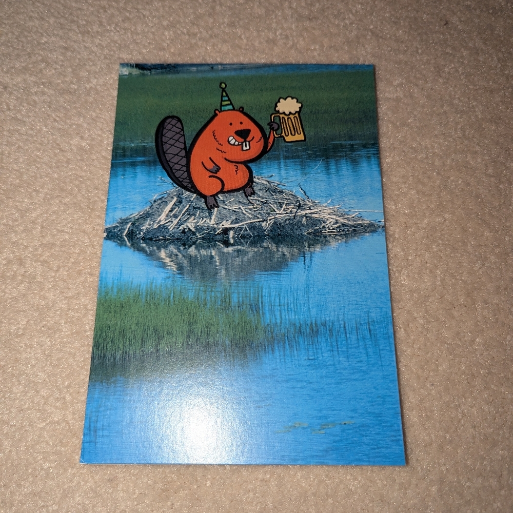 Hallmark Birthday Card Beaver Holding A Beer